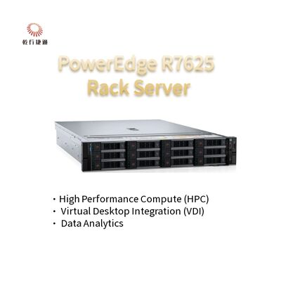 2U Two Socket PowerEdge R7625 Rack Server 4a Geração AMD EPYCTM Processadores até 8x PCIe Gen5 Slots 12 X 2.5" SSDs SATA/SAS