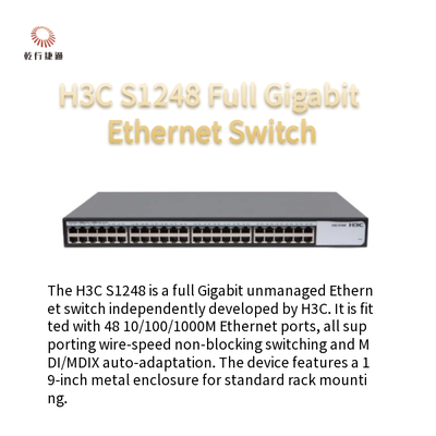 H3C S1248 Comutador Ethernet Gigabit Completo 48 10/100/1000Mbps Portas RJ45 de negociação automática
